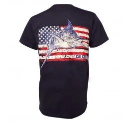 Calcutta Men's American Flag Marlin T-shirt Apparel