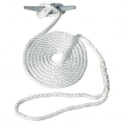 Invincible Marine Boating & Marine Dock Line - 3/8" Twisted Nylon Hand Spliced 3-strand White (Multiple Lengths)
