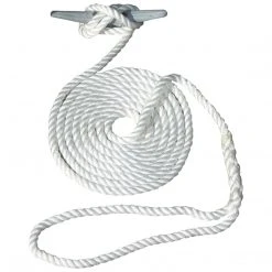 Invincible Marine Boating & Marine Dock Line - 1/2" Twisted Nylon Hand Spliced 3-strand White (Multiple Lengths)